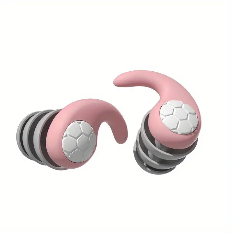 Bouchons d'oreilles en silicone à quatre anneaux, six coloris, rose