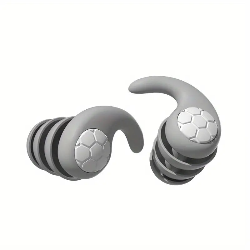 Bouchons d'oreilles en silicone à quatre anneaux, six coloris, gris