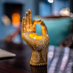 Bougeoir main de Bouddha en résine, déco zen
