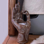 Bougeoir main de Bouddha en résine, déco zen