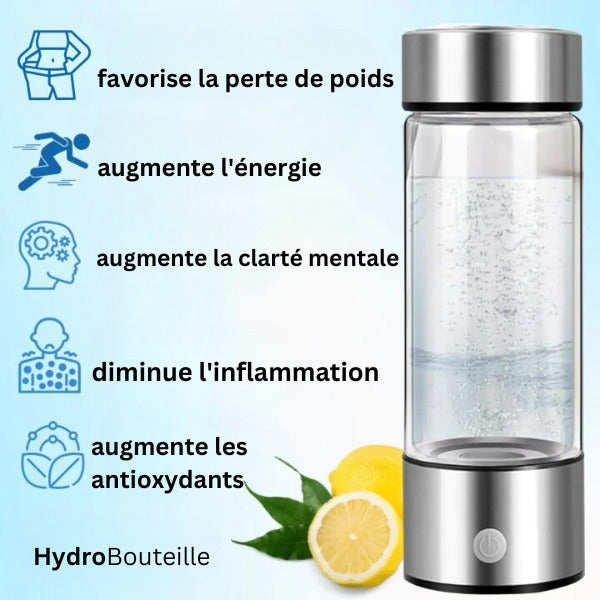 Gourde à hydrogène par électrolyse, format portable