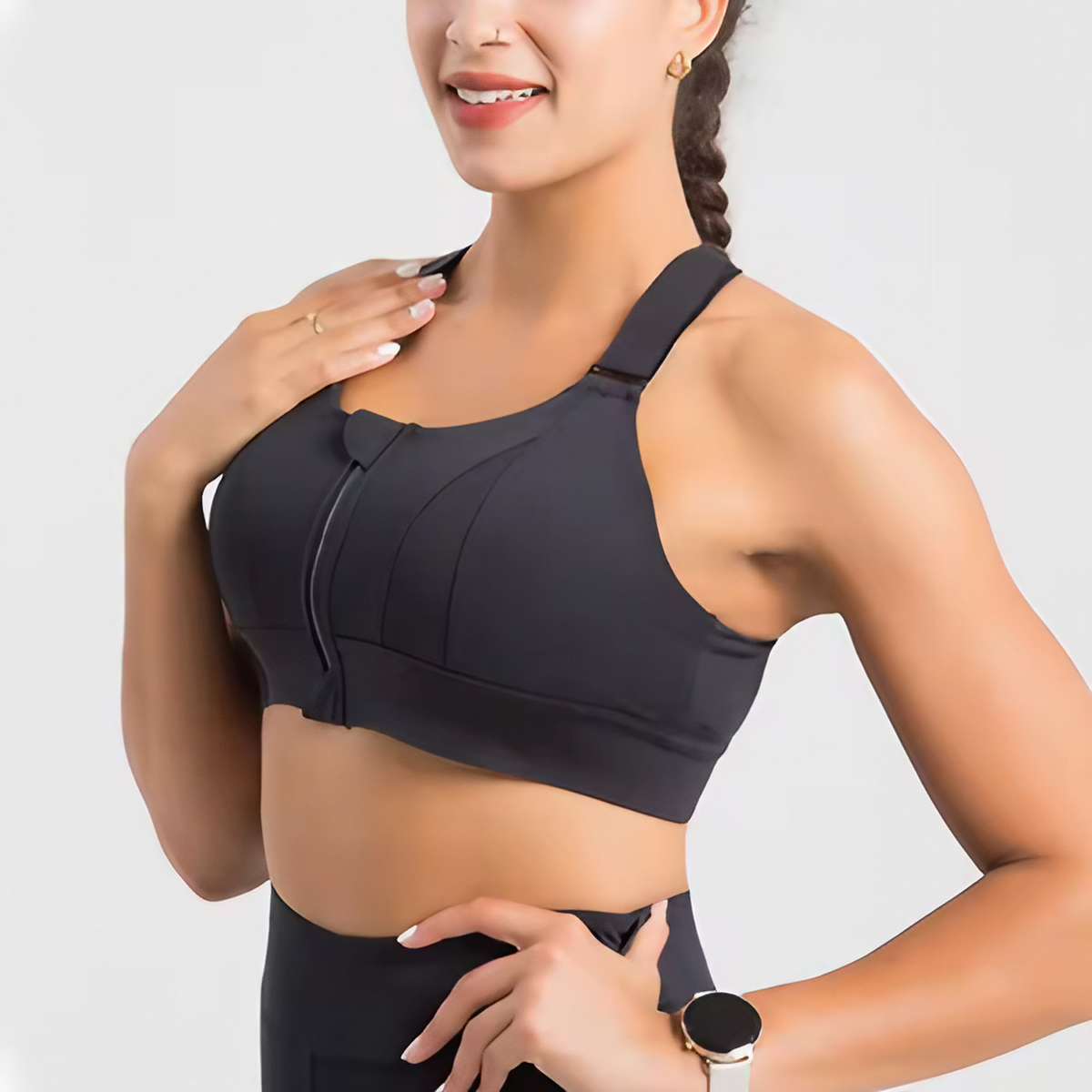 Brassière femme sans armature, bretelles réglables, du S au 5XL, noir