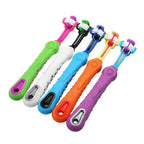 Brosse à dents pour chien à trois têtes, cinq coloris