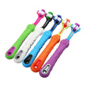 Brosse à dents pour chien à trois têtes, cinq coloris, orange