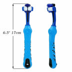 Brosse à dents pour chien à trois têtes, cinq coloris