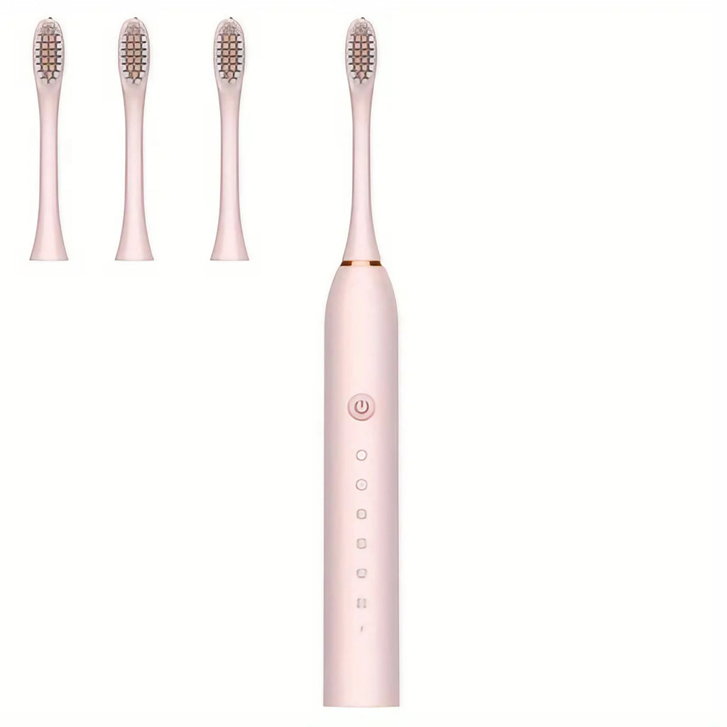 Brosse à dents électrique, 6 modes, minuteur de 2 minutes, rose