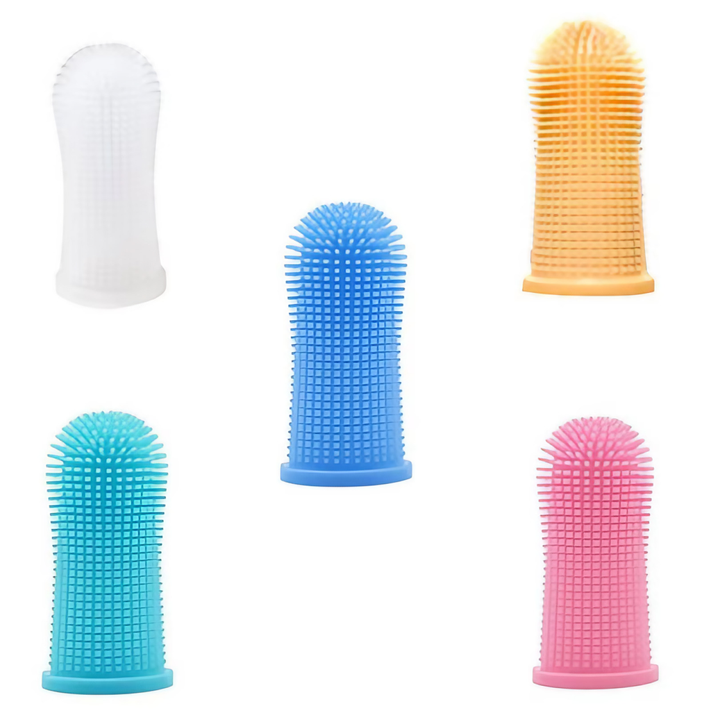 Brosse à dents doigtier pour chien et chat, silicone, lot de 5