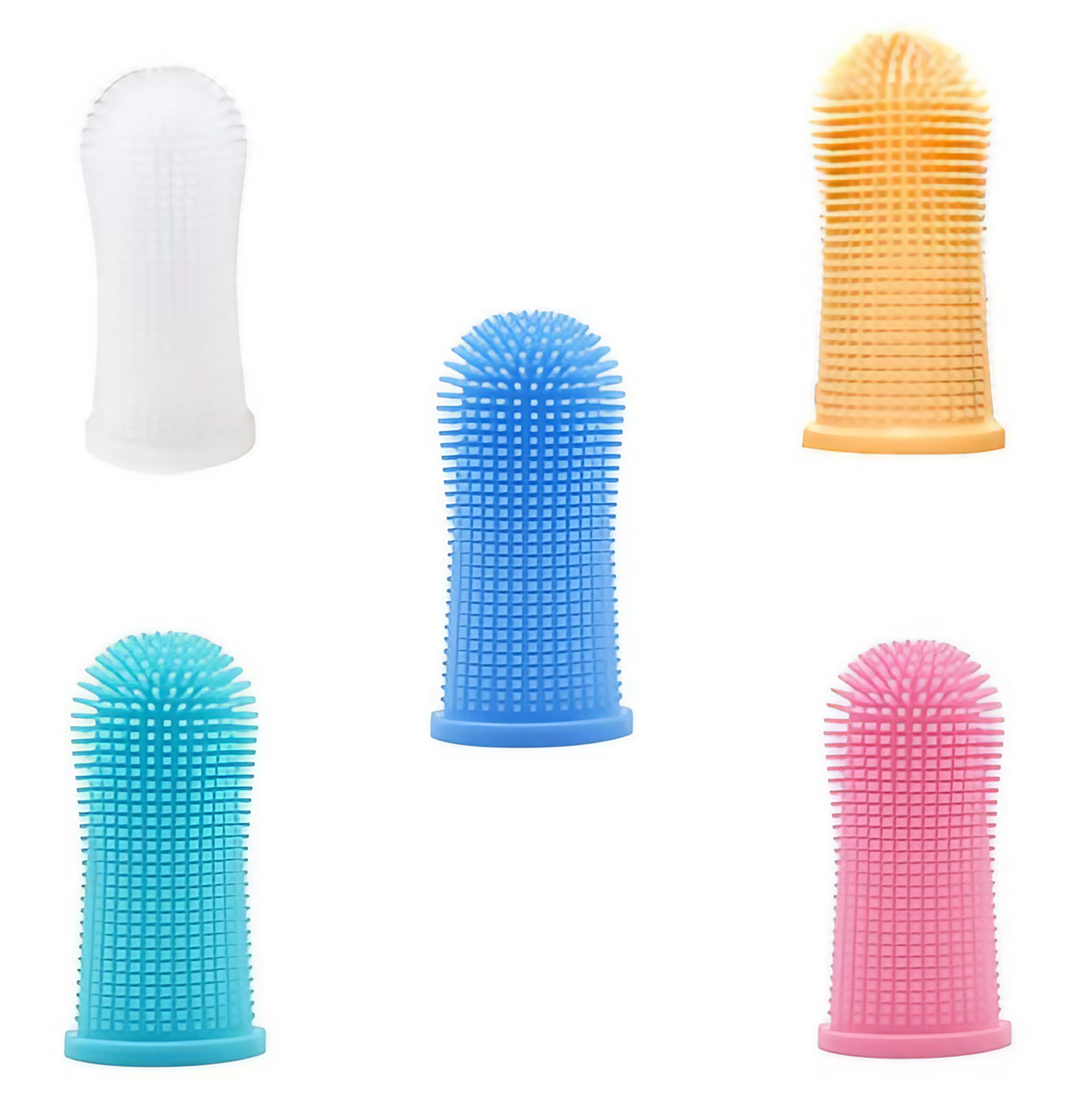Brosse à dents doigtier pour chien et chat, silicone, lot de 5