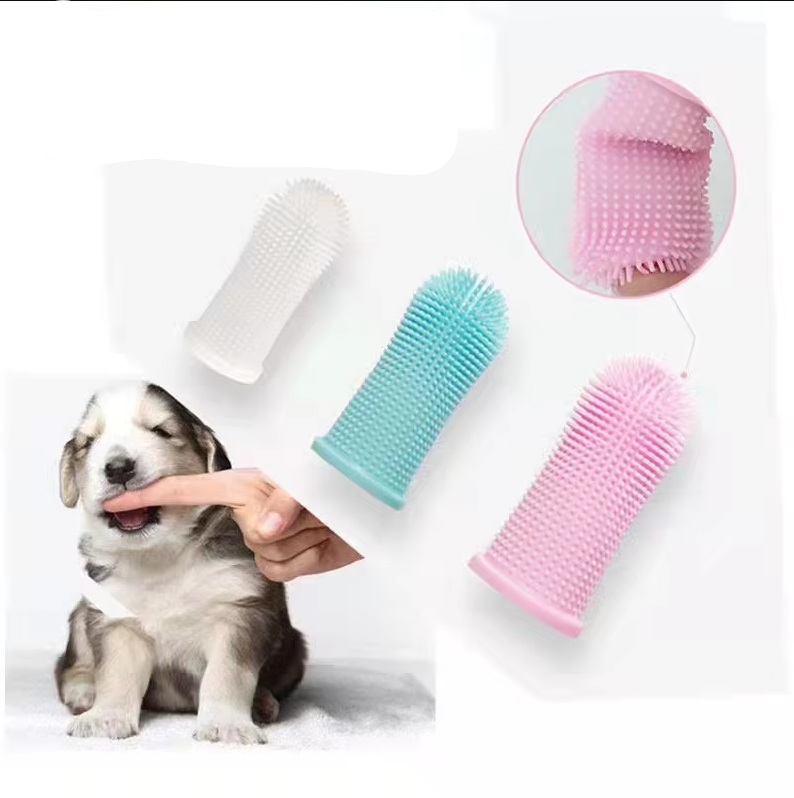 Brosse à dents doigtier pour chien et chat, silicone, lot de 5