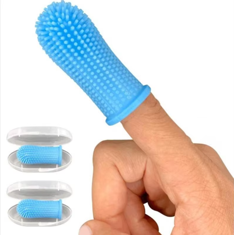 Brosse à dents doigtier pour chien et chat, silicone, lot de 5
