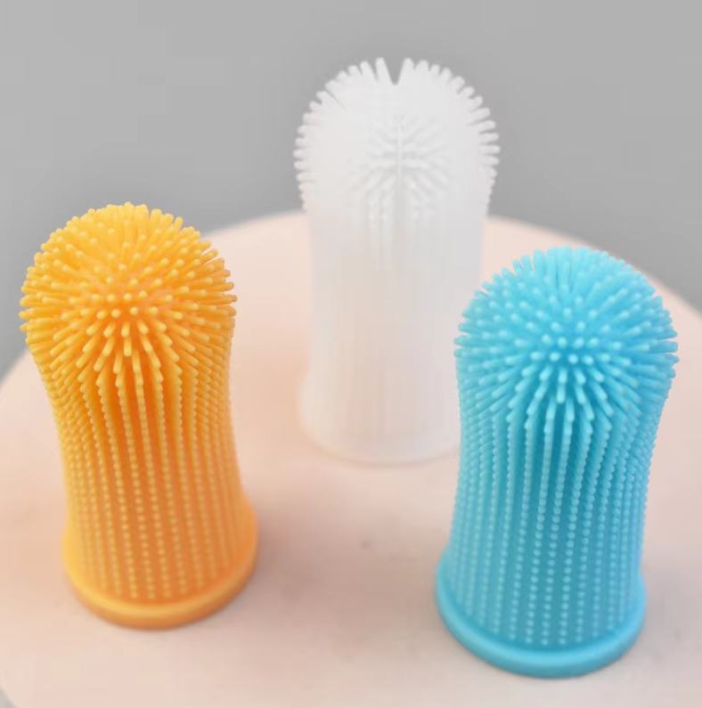 Brosse à dents doigtier pour chien et chat, silicone, lot de 5