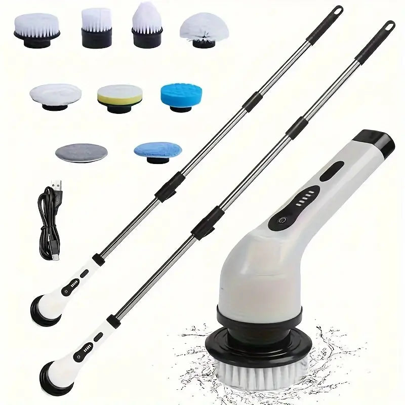 Brosse de nettoyage électrique sans fil, 9 embouts interchangeables