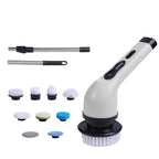 Brosse de nettoyage électrique sans fil, 9 embouts interchangeables, blanc