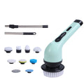 Brosse de nettoyage électrique sans fil, 9 embouts interchangeables, vert