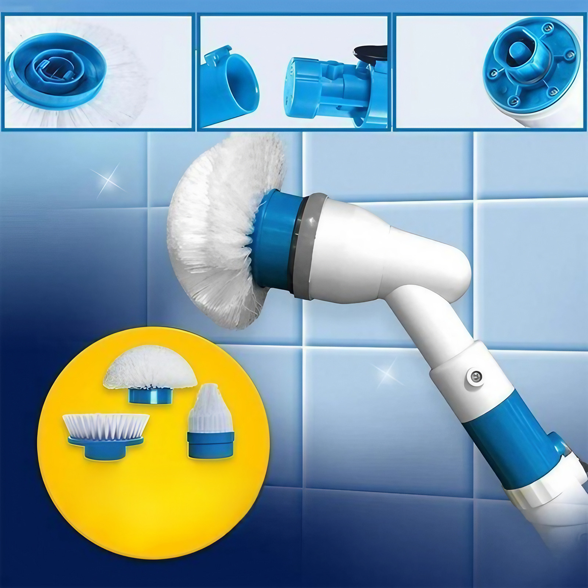 Brosse de ménage électrique rechargeable, avec trois têtes