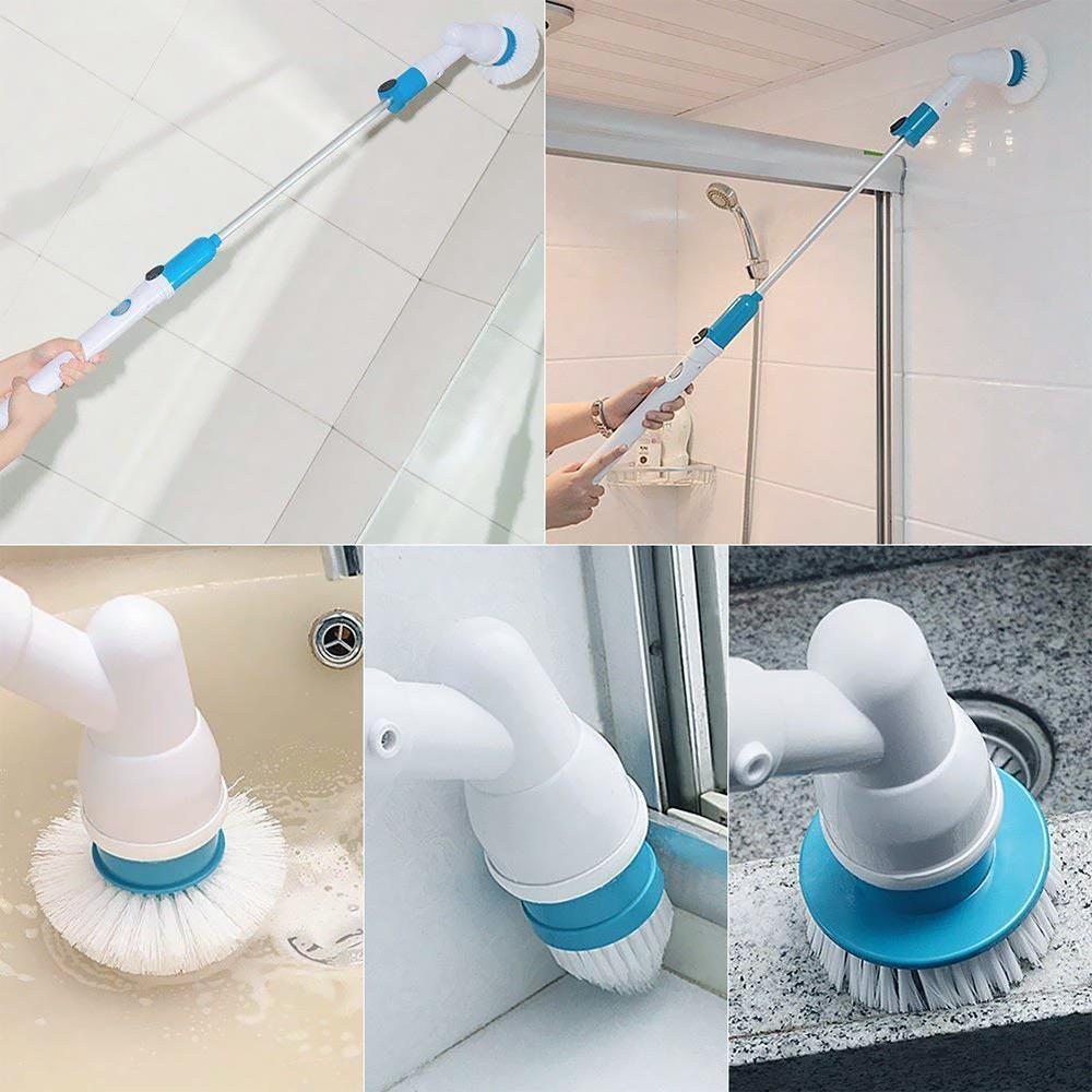Brosse de ménage électrique rechargeable, avec trois têtes