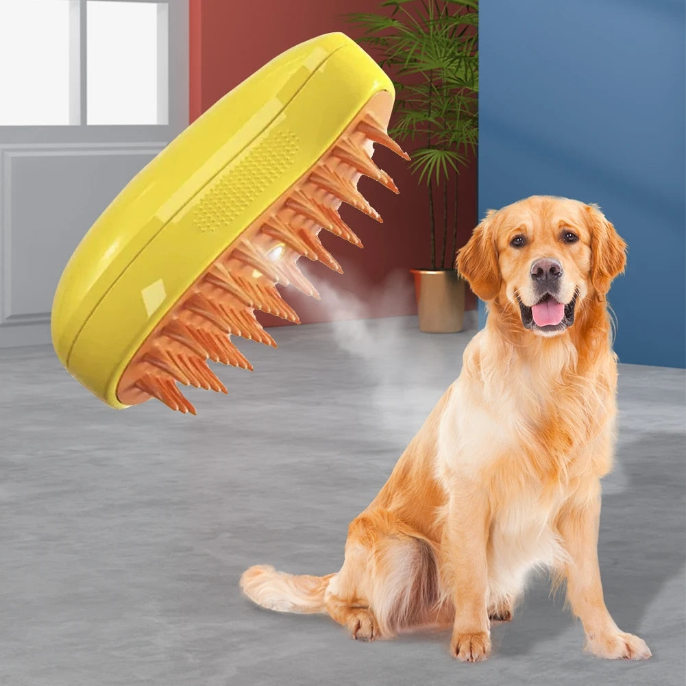 Brosse à vapeur pour chien à picots en silicone, jaune ou verte