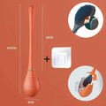 Brosse WC en silicone à tête plate, support adhésif mural, orange