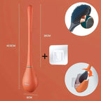 Brosse WC en silicone à tête plate, support adhésif mural, orange