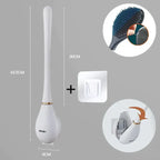Brosse WC en silicone à tête plate, support adhésif mural, blanc