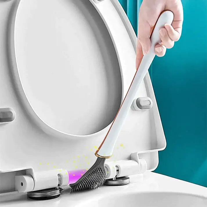 Brosse WC en silicone à tête plate, support adhésif mural