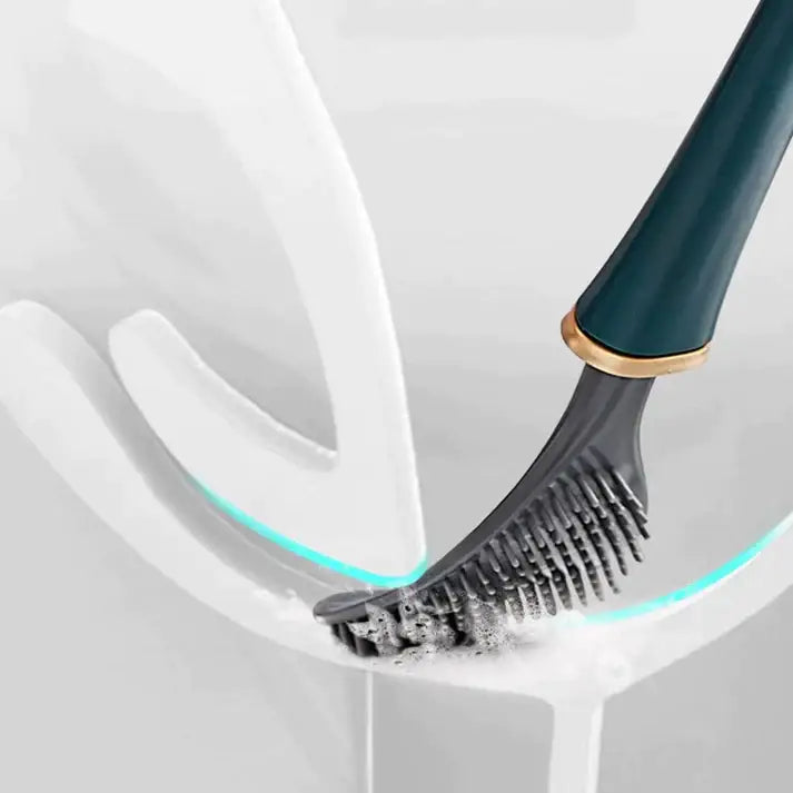 Brosse WC en silicone à tête plate, support adhésif mural