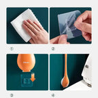 Brosse WC en silicone à tête plate, support adhésif mural