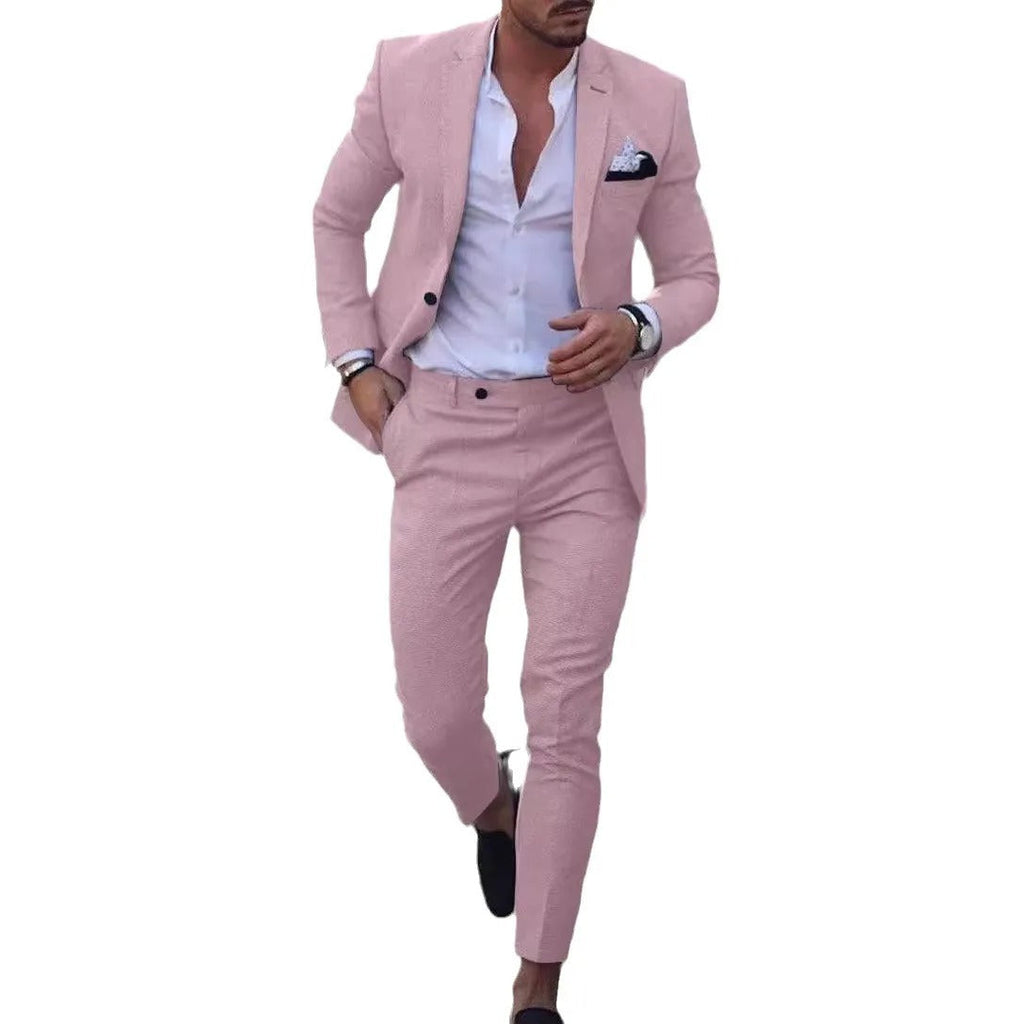 Costume homme veste et pantalon assortis, sept coloris, XXS au 3XL, rose