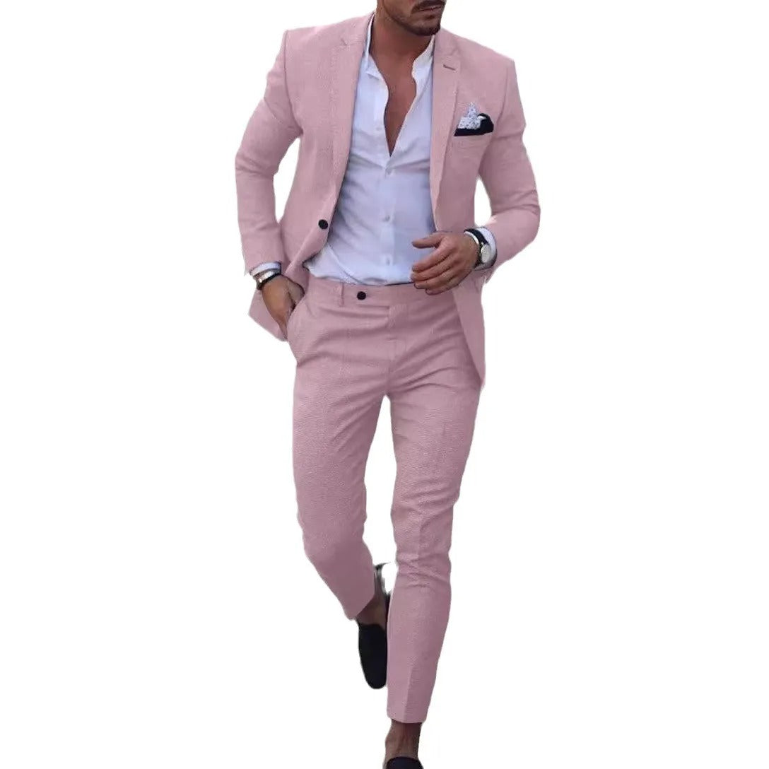 Costume homme veste et pantalon assortis, sept coloris, XXS au 3XL, rose