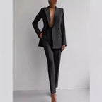 Ensemble blazer et pantalon slim femme, huit coloris, noir