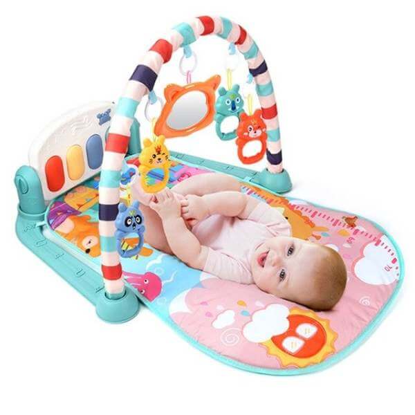 Tapis d'éveil musical bébé avec piano détachable, 0 à 36 mois, bleu