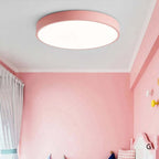 Plafonnier LED rond style scandinave, finition bois en option