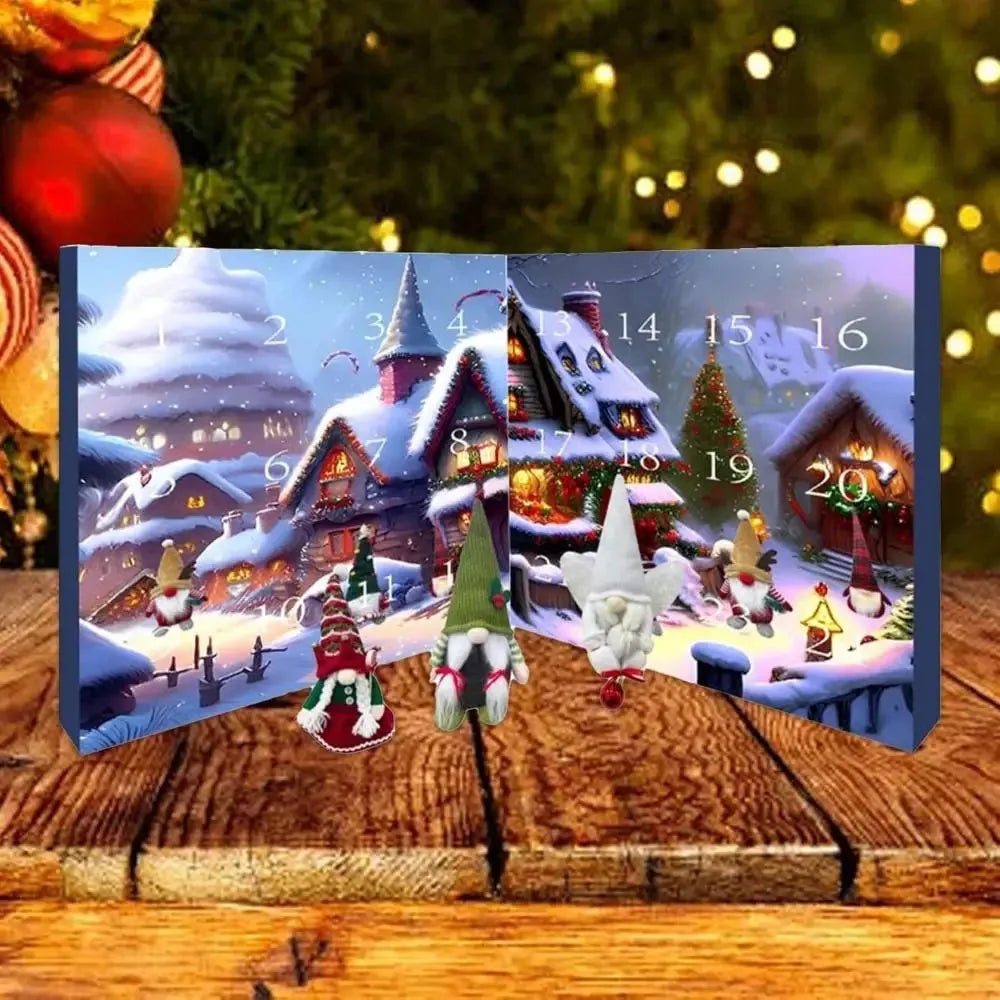Calendrier de l'Avent en tissu à gnomes de Noël
