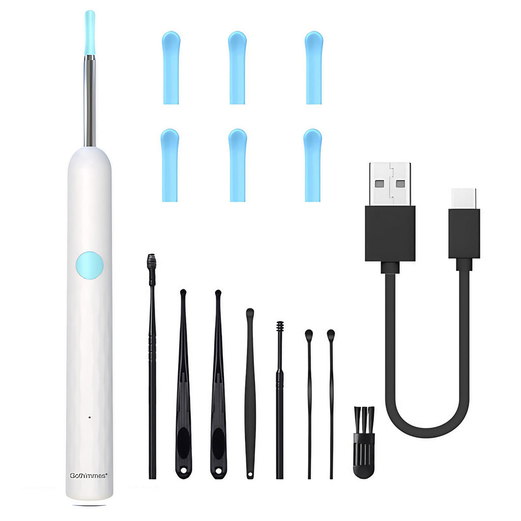 Caméra pour oreilles HD avec 6 LED, application Wi-Fi, étanche IP67, blanc