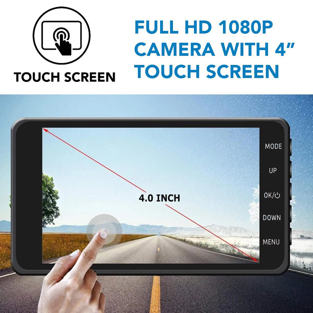 Dashcam avant et arrière 1080P, vision nocturne, écran 4 pouces