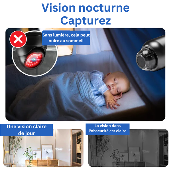 Mini caméra WiFi Full HD, vision nocturne et détection de mouvement