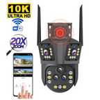 Caméra de surveillance WiFi 20 MP, zoom optique x20, cinq objectifs