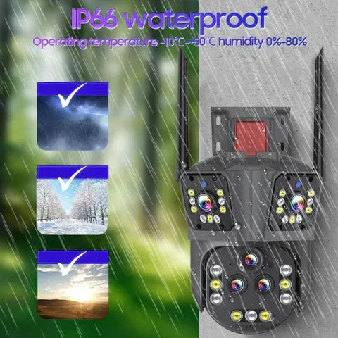 Caméra de surveillance WiFi 20 MP, zoom optique x20, cinq objectifs