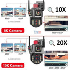 Caméra de surveillance WiFi 20 MP, zoom optique x20, cinq objectifs