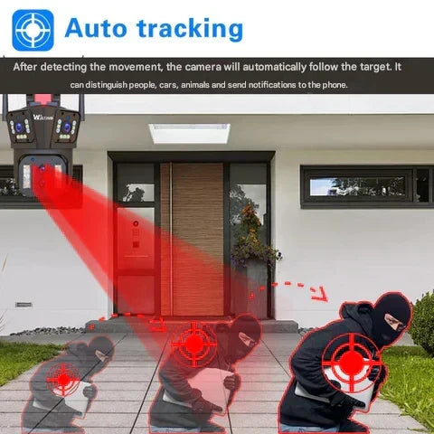 Caméra de surveillance WiFi 20 MP, zoom optique x20, cinq objectifs