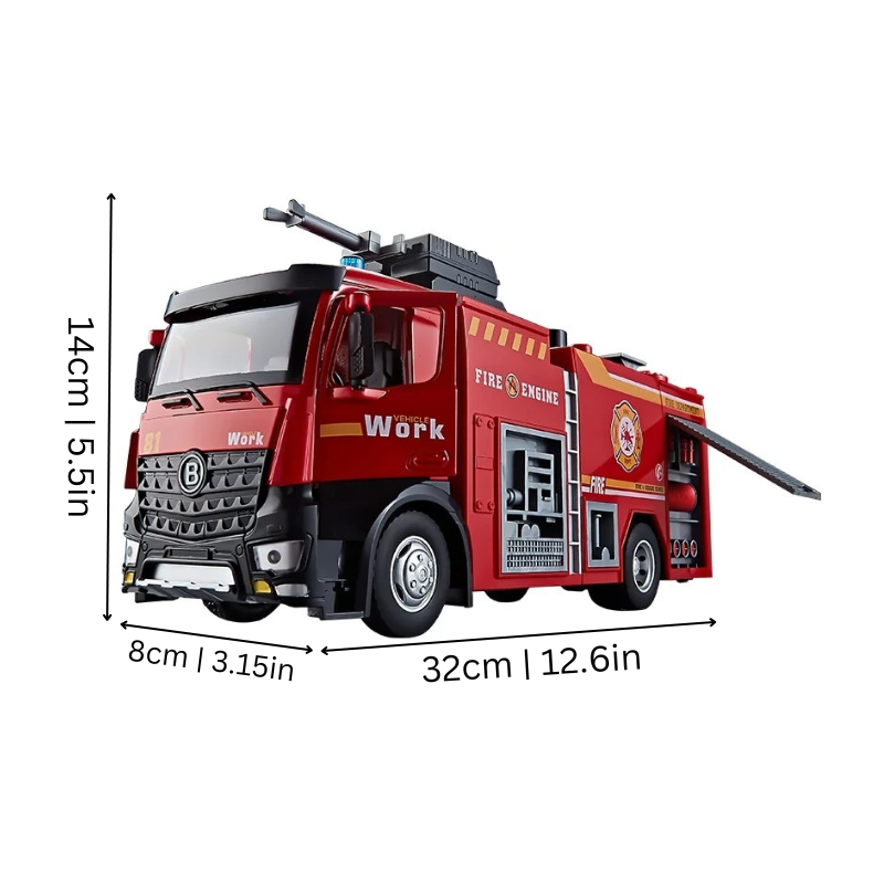 Camion de pompier jouet avec jet d'eau, sons et lumières