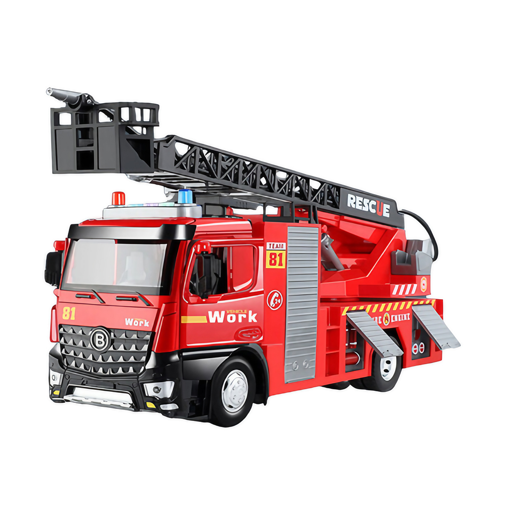 Camion de pompier jouet avec jet d'eau, sons et lumières