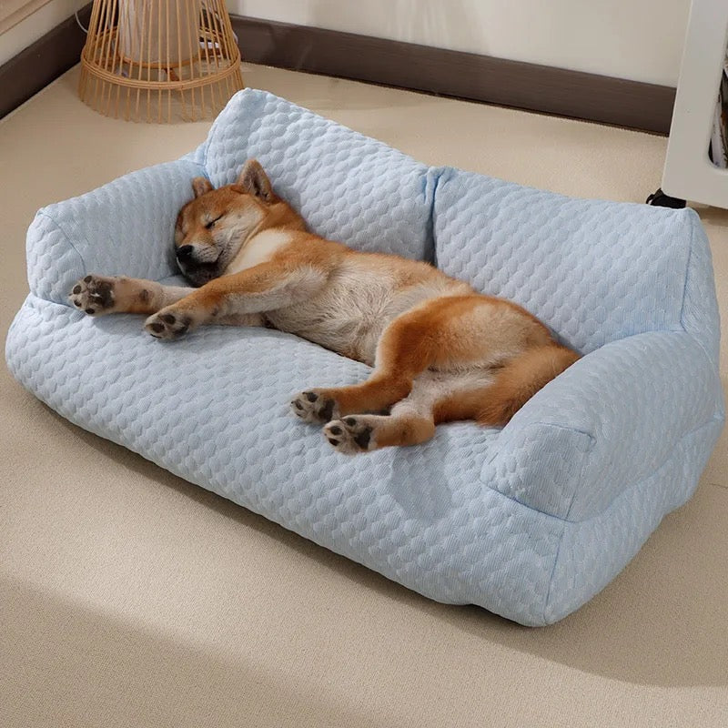 Panier rafraîchissant pour chien à housse lavable, quatre tailles, bleu