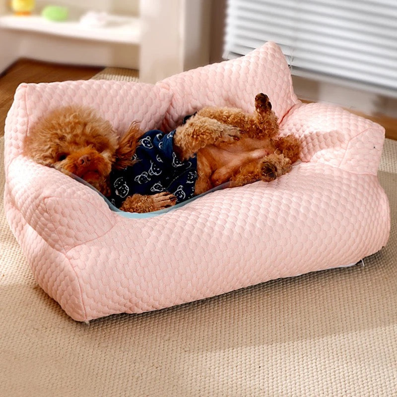 Panier rafraîchissant pour chien à housse lavable, quatre tailles, rose