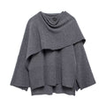 Cape femme asymétrique à col écharpe, coupe oversize, gris