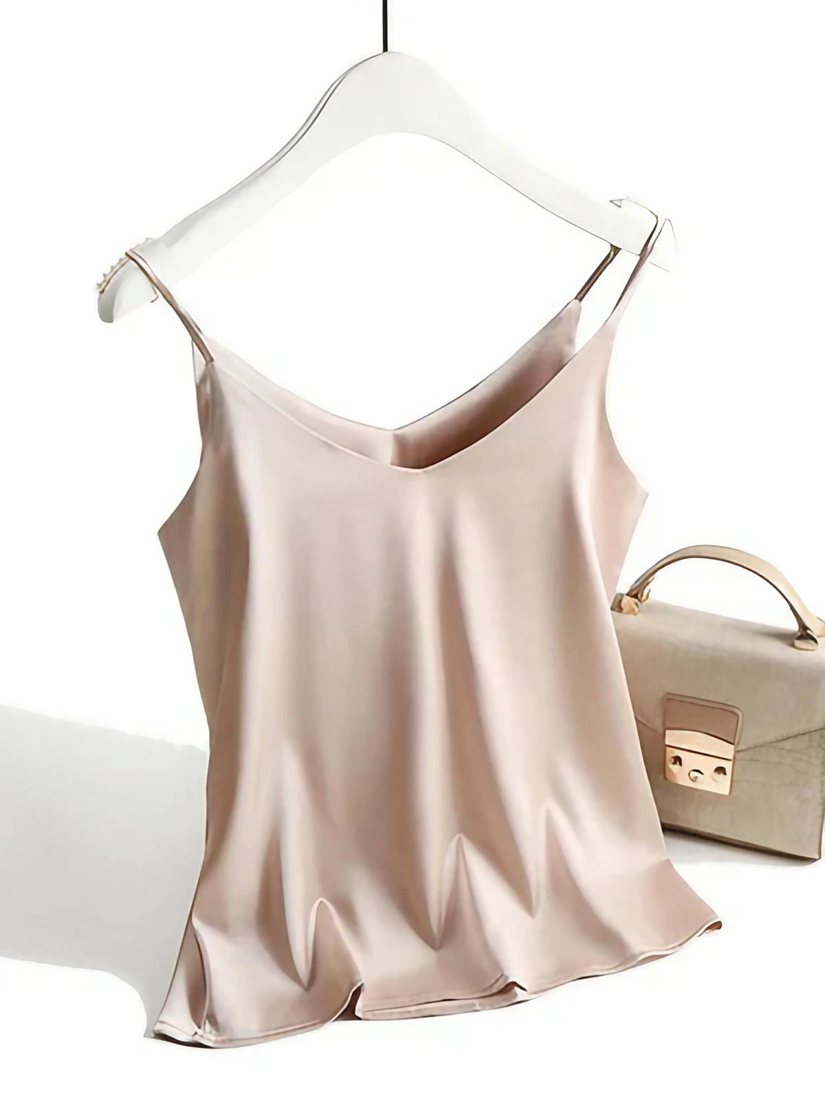 Caraco femme col V, bretelles fines réglables, coupe fluide, kaki