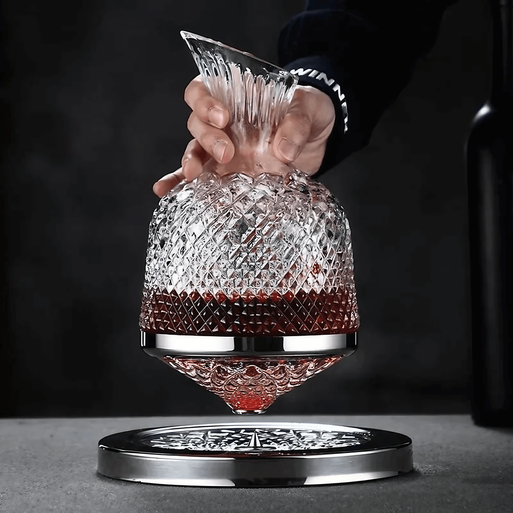 Carafe à décanter rotative en cristal, argent ou or