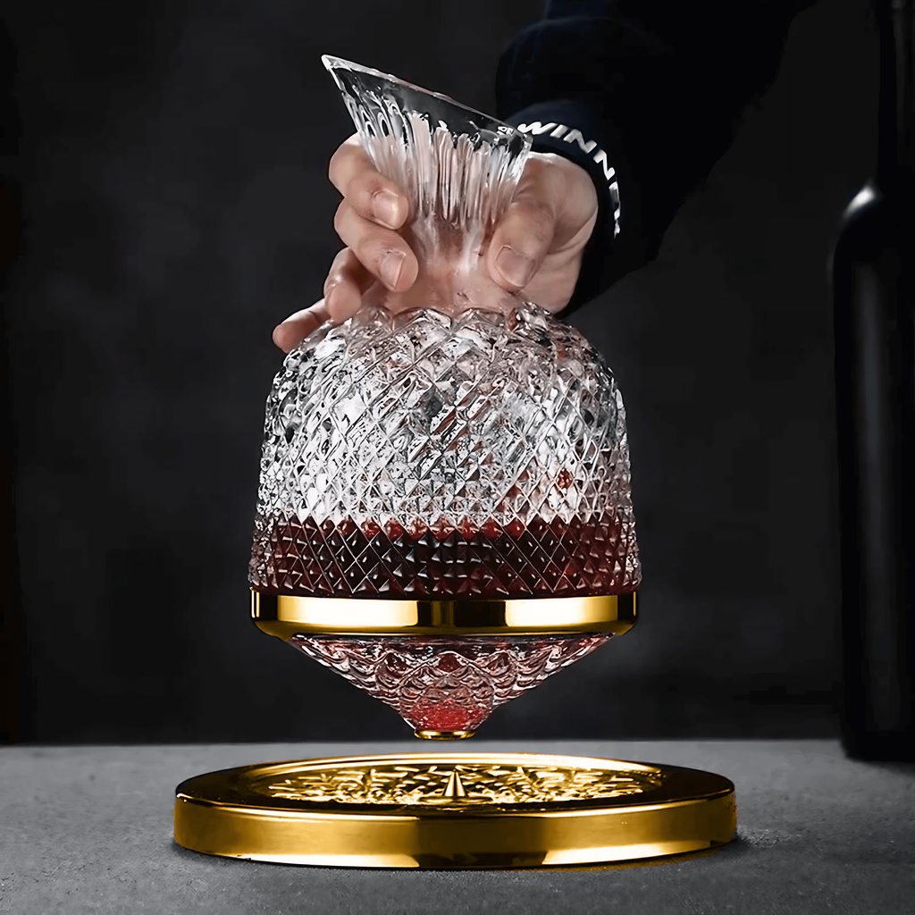 Carafe à décanter rotative en cristal, argent ou or