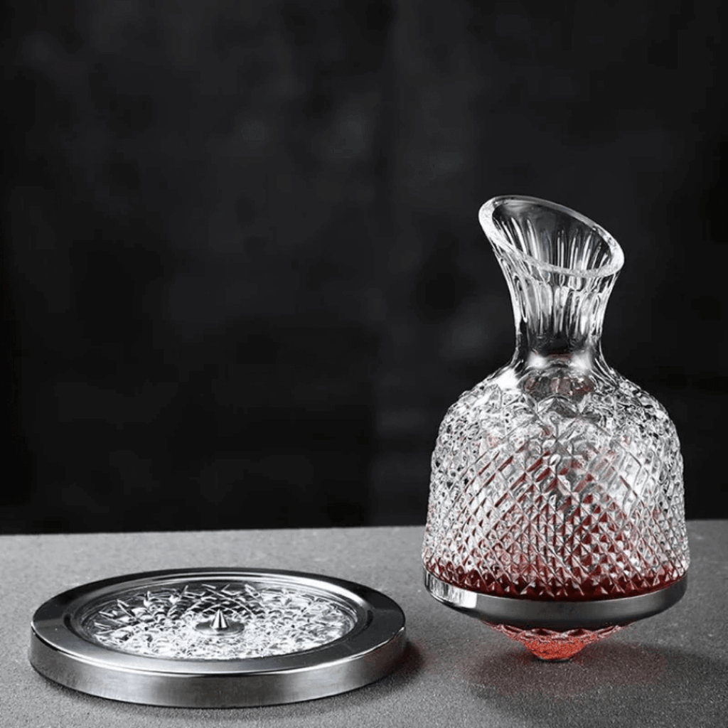 Carafe à décanter rotative en cristal, argent ou or