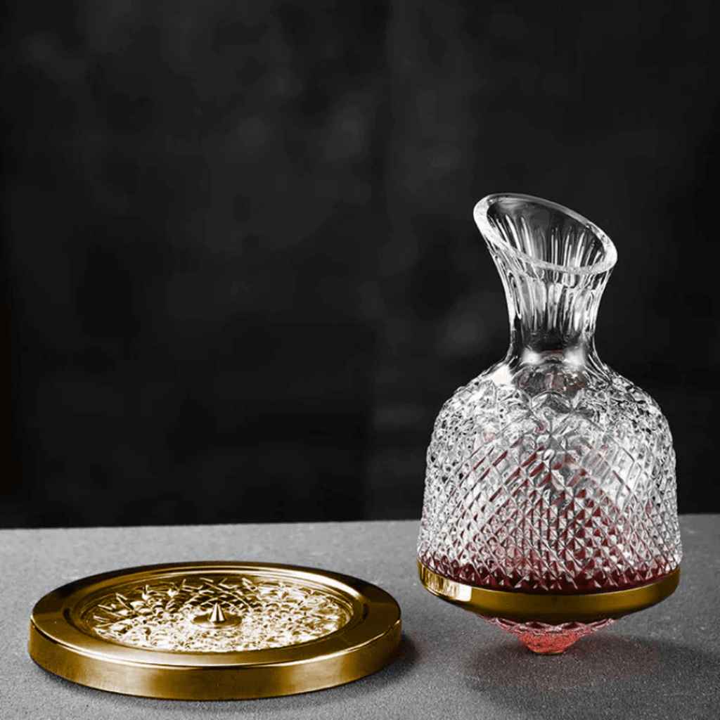 Carafe à décanter rotative en cristal, argent ou or